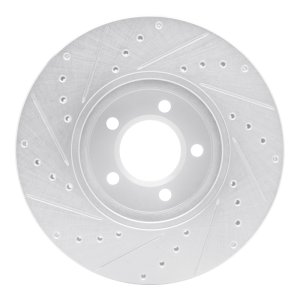 Ford Thunderbird Brake Rotor (1) - Front Right - R1 Concepts - Drilled & Slotted - Silver - `00-`06
